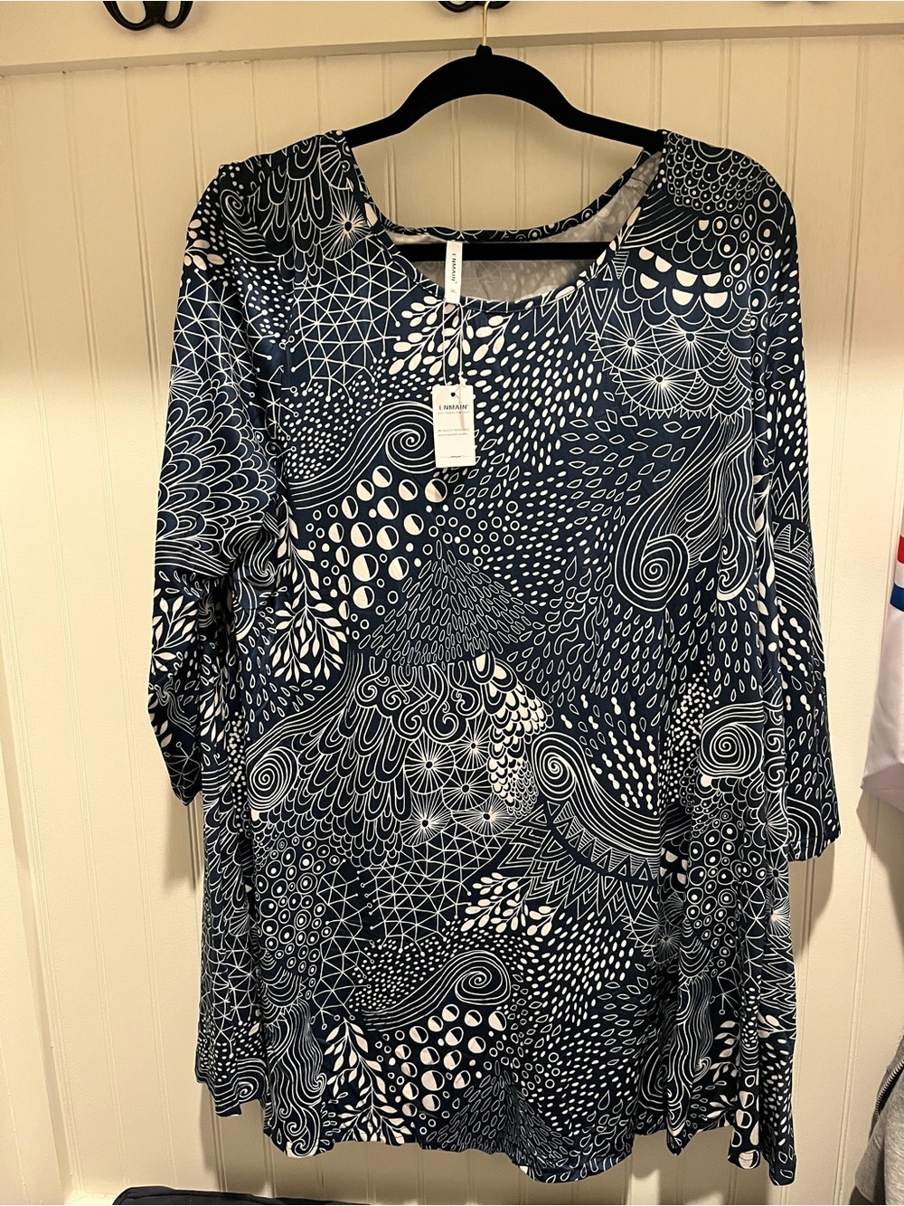 Enmain Women's Long Sleeve Tunic Blouse Round Neck 3/4 Long Sleeve shirt 3XL New